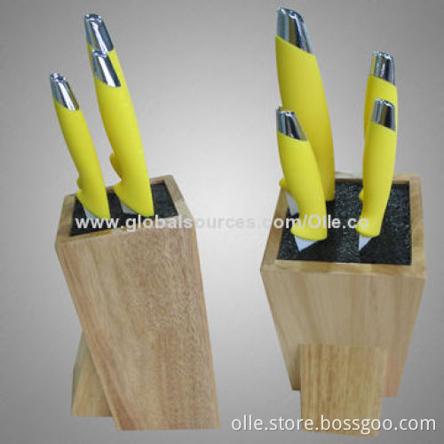 Ceramic Knife Set with Wooden Stand and Bristles